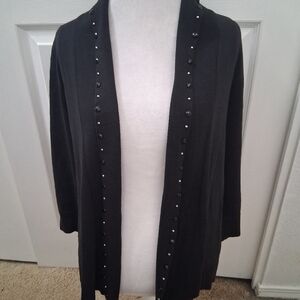 Ruby Rd. Black Studded Open Front Sweater   Size L